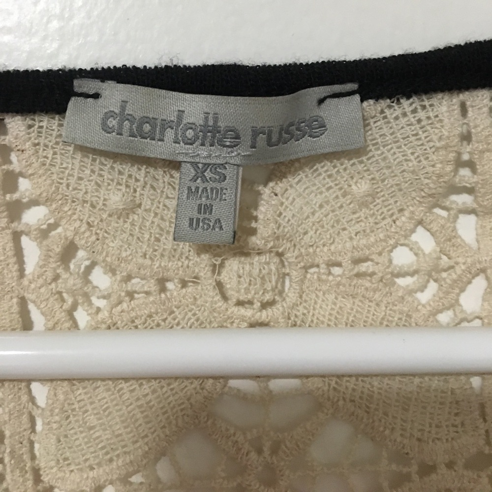 Charlotte Russe Black Heathered Crochet Lace Accent Top XS - Picture 9 of 13